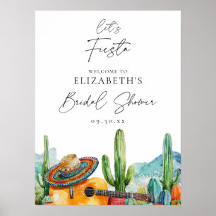 Lets Fiesta Watercolor Bridal Shower Welcome Sign