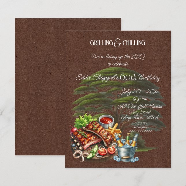 Let's Fire Up the Grille 60th Birthday Invitation (Devant / Derrière)