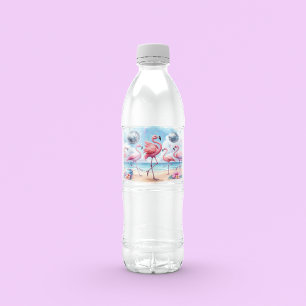 Let's Flamenco! Birthday Beach Bash  Water Bottle Label