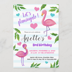 Let's Flamingale   Flamingoes Tropical Birthday Invitation