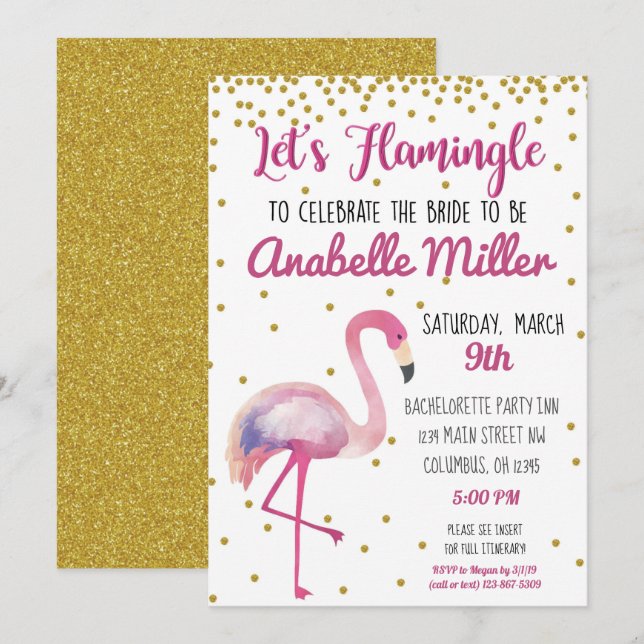 Let's Flamingle Bachelorette Invite (Front/Back)