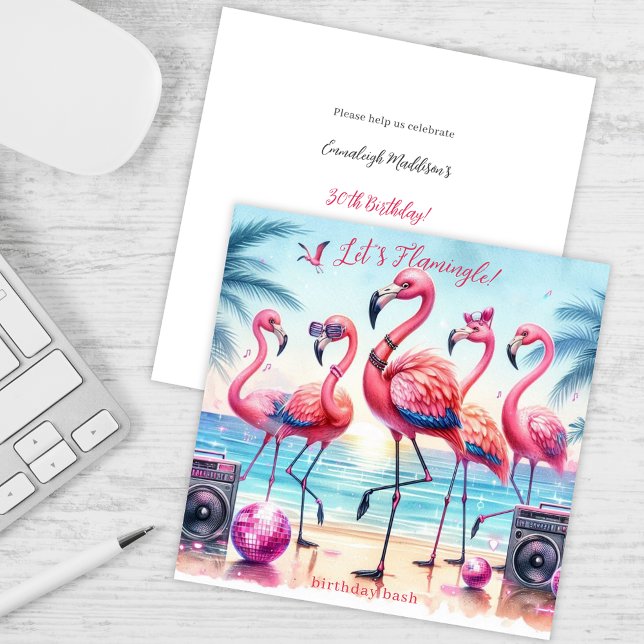 Let's Flamingle Beach Party Birthday Invitation (Creator Uploaded)