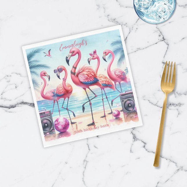 Let's Flamingle Beach Party Birthday Paper Napkin (Creator Uploaded)