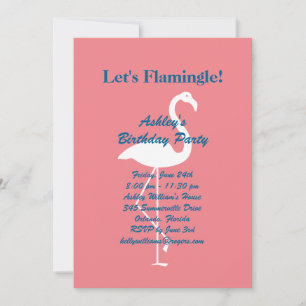 Let's Flamingle Birthday Party Invitation- Coral Invitation