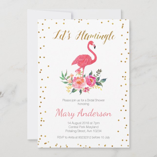 Let's Flamingle Bridal Shower Invitation (Front)