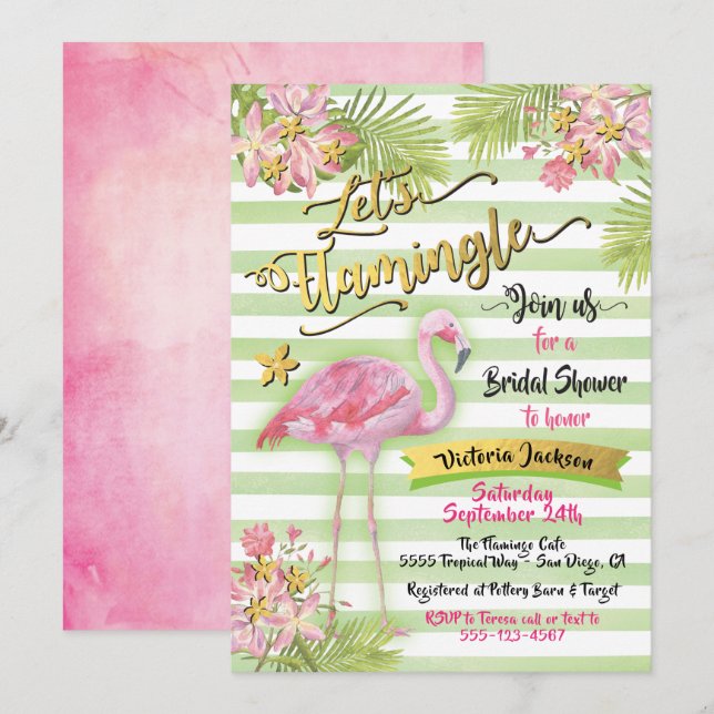 Let's Flamingle Bridal Shower Invitations (Front/Back)
