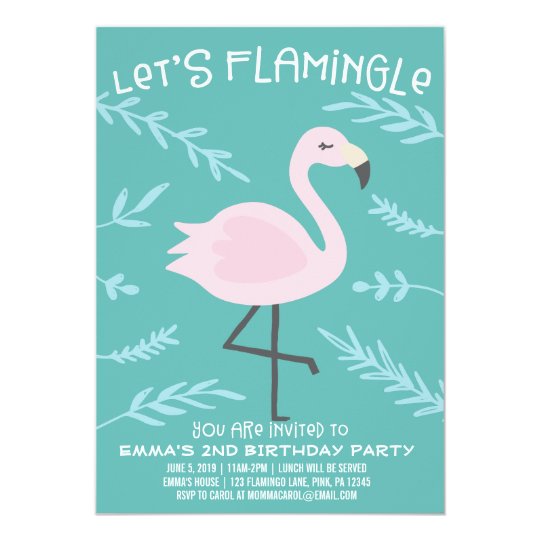 Let's Flamingle Cute Flamingo Pastel Invitation