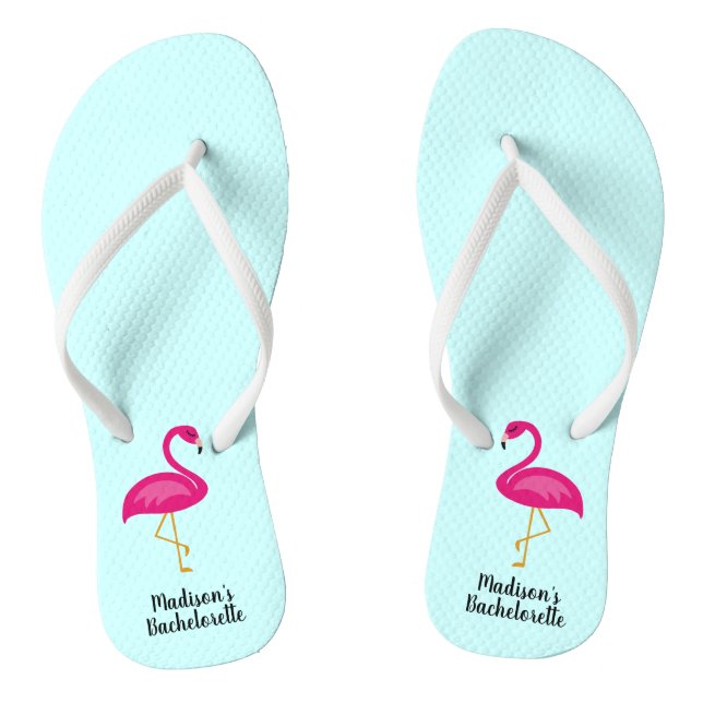 Let's Flamingle Flamingo Bachelorette Party Flip Flops (Footbed)