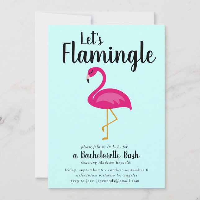Let's Flamingle Flamingo Bachelorette Party Invitation (Front)