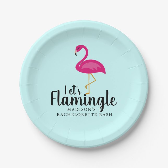 Let's Flamingle Flamingo Bachelorette Party Paper Plate (Front)