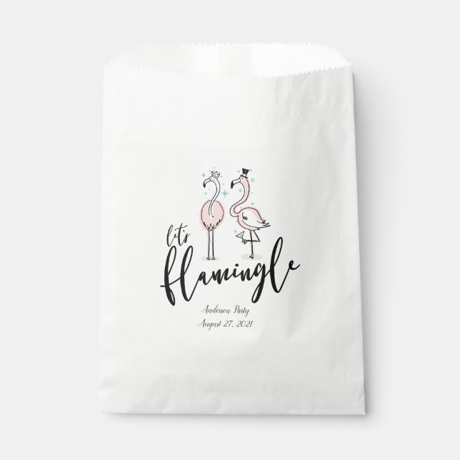 Lets Flamingle Flamingo White Favour Bag (Front)