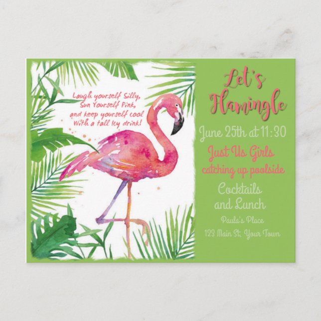 Let's Flamingle! Invitation Postcard (Front)