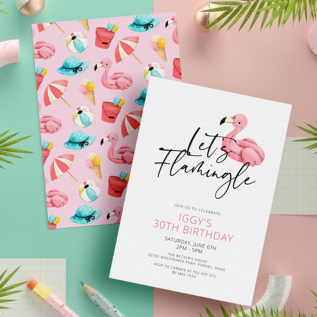 Let's Flamingle Modern Pink Flamingo 30th Birthday Invitation (Creator Uploaded)