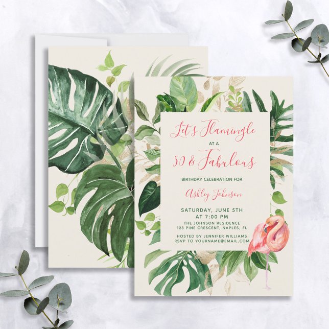 Let's Flamingle Pink 50 &  Fabulous Birthday Invitation (Creator Uploaded)