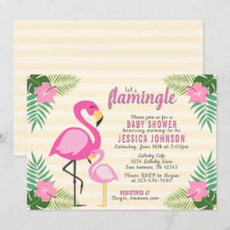 Let's Flamingle Pink Flamingo Baby Shower Invitation