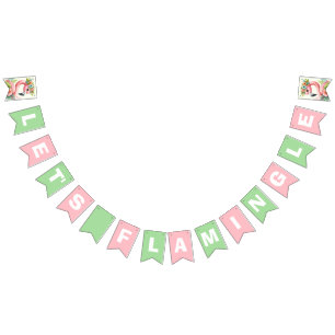 Let's Flamingle Pink Girl Tropical Birthday Party  Bunting Flags