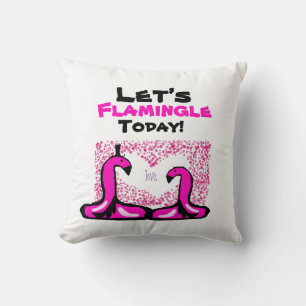 lets flamingle today T-Shirt Throw Pillow