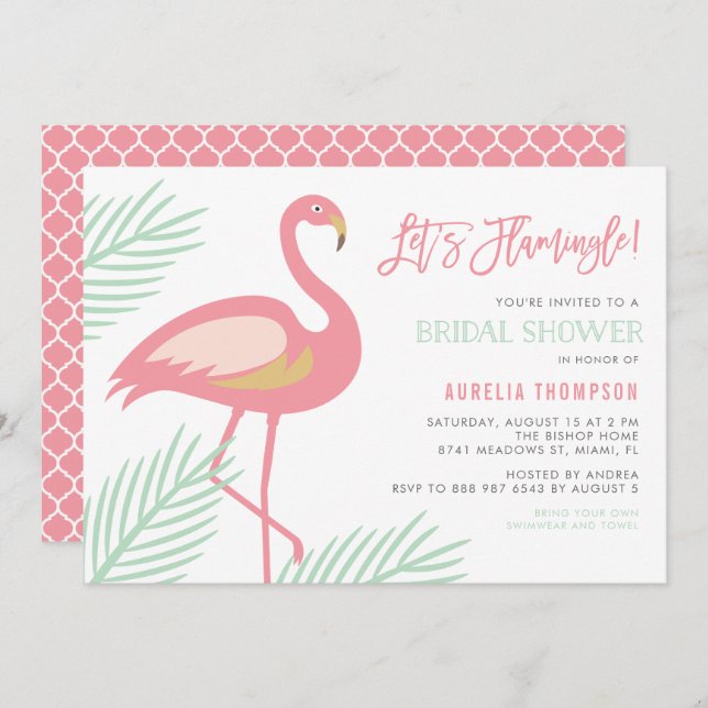 Let's Flamingle Tropical Bridal Shower Invitation (Front/Back)