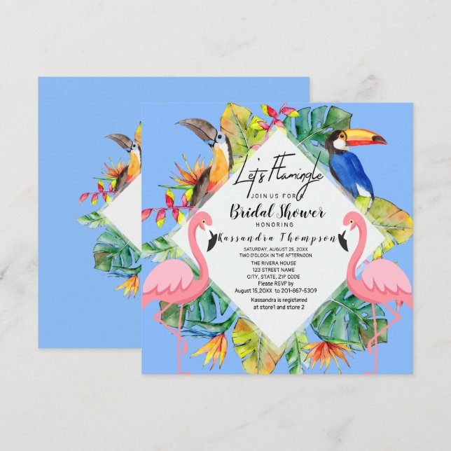 Let's Flamingle Tropical Bridal Shower Invitation (Front/Back)