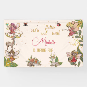 Let's flutter and twirl, fairy garden birthday banner
