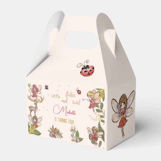 Let's flutter and twirl, fairy garden birthday favor box (Front Side)