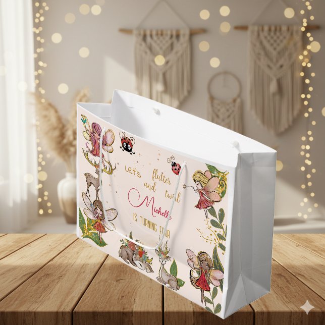 Let's flutter and twirl, floral fairy birthday large gift bag (Creator Uploaded)