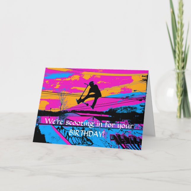 "Lets Fly!"  High Flying Scooter Card (Front)