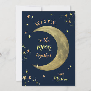 Let's fly to the Moon together (customizable) Holiday Card