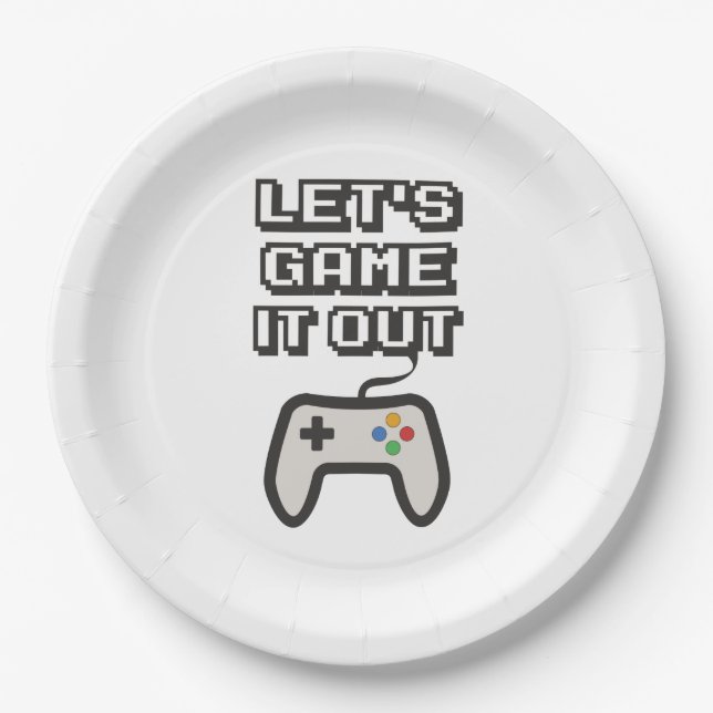 Let's game it out paper plate (Front)