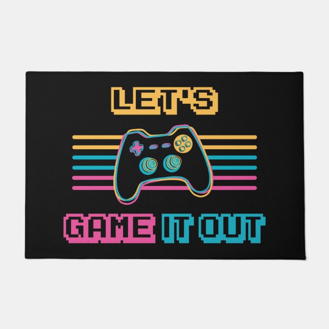 Let's game it out - Retro style Doormat (Front)