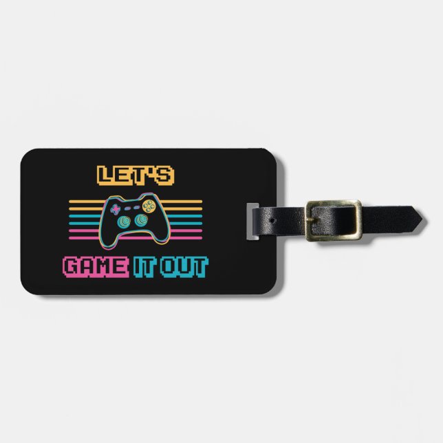 Let's game it out - Retro style Luggage Tag (Front Horizontal)