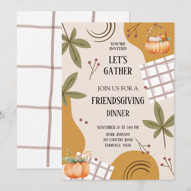let's gather friendsgiving Potluck Invitation (Front/Back)