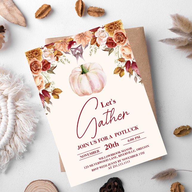 Let's Gather Thanksgiving Dinner Holiday Invitation (Creator Uploaded)