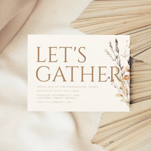 Let's Gather Thanksgiving Invitation Postcard