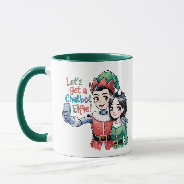 🤖Let's Get a Chatbot Elfie Funny Christmas Memes  Mug (Left)