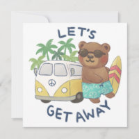Let's Get Away: Teddy Bear & Vintage Van Drawing