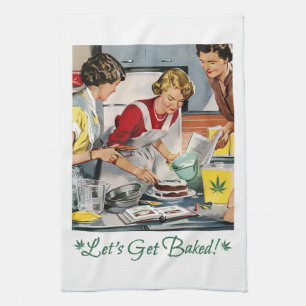 LET'S GET BAKED Funny Pot Pun Kitchen Towel