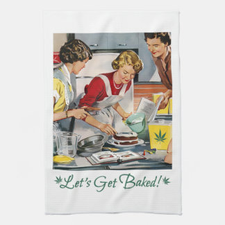 LET'S GET BAKED Funny Pot Pun Kitchen Towel