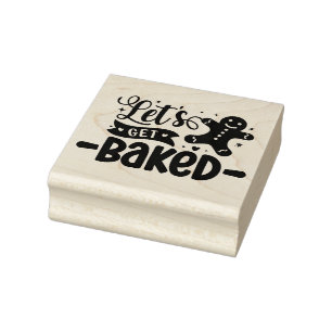 Lets Get Baked Gingerbread Man Rubber Stamp