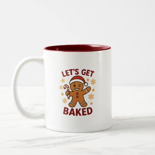 Let's Get Baked - Gingerbread Man Two-Tone Mug (Gauche)
