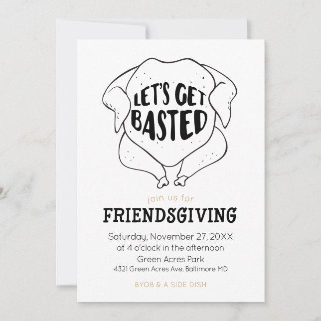 Let's Get Basted Friendsgiving Invitation (Front)