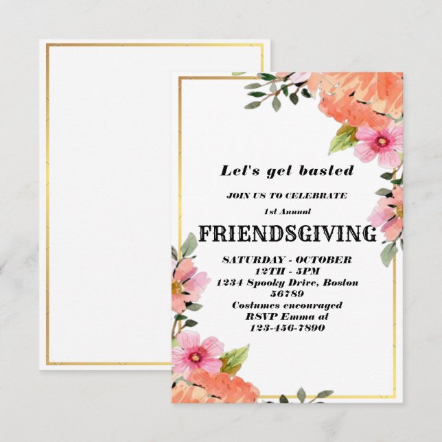 Let's Get Basted | Friendsgiving invitation (Front/Back)