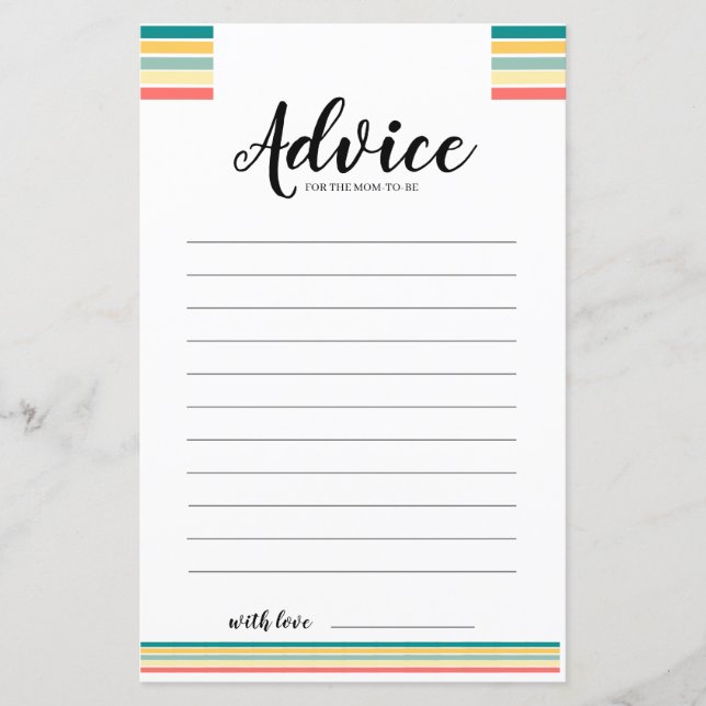 Let's Get Beachy Baby Shower Advice Card (Front)