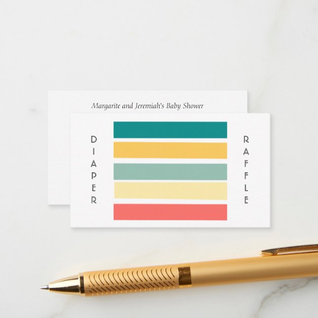 Let's Get Beachy Multicolored Diaper Raffle Enclosure Card (Front/Back In Situ)