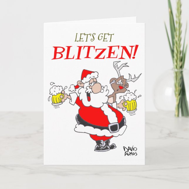 "Let's get Blitzen" Christmas greeting card (Front)