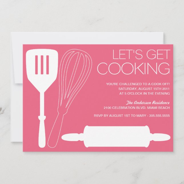 LET'S GET COOKING | COOK OFF PARTY INVITATIONS (Front)