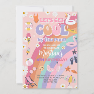 Let's get cool by the pool groovy birthday. invitation