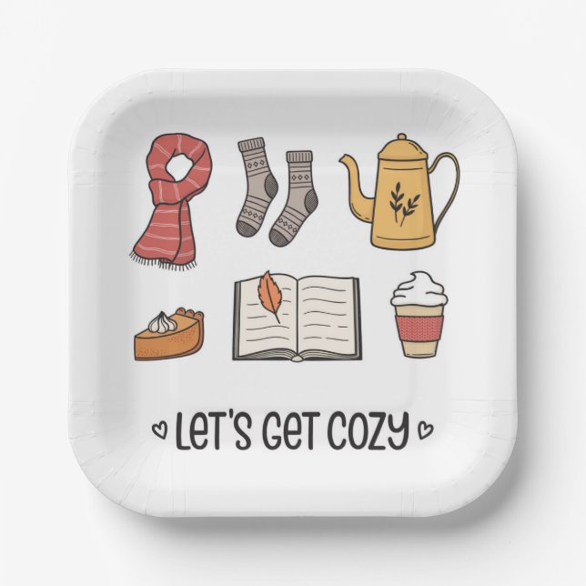 Let's Get Cozy Paper Plate (Front)