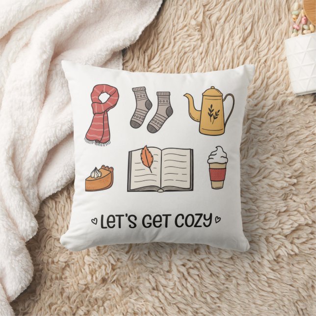 Let's Get Cozy Throw Pillow (Blanket)