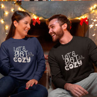 Lets Get Cozy White Script Hearts Cocoa Holiday